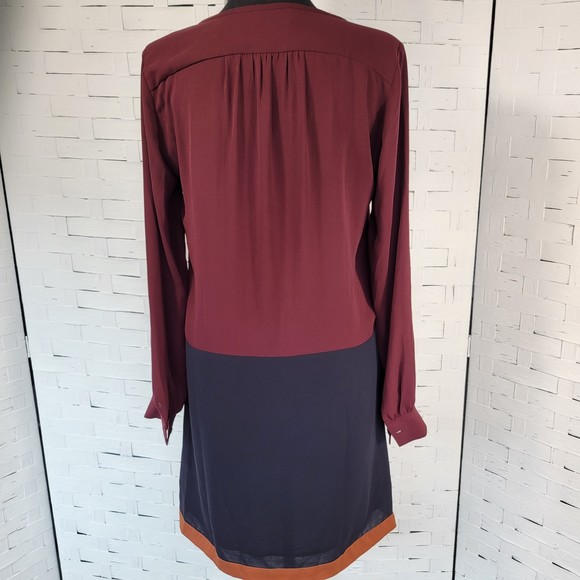 LOFT Burgundy Blue Long Sleeve Shift Dress    Size XS - Picture 6 of 13
